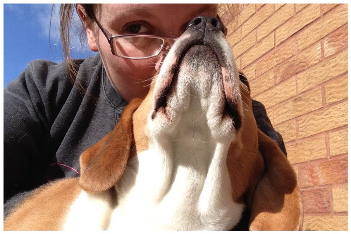 Gemma and me having cuddles in the sun