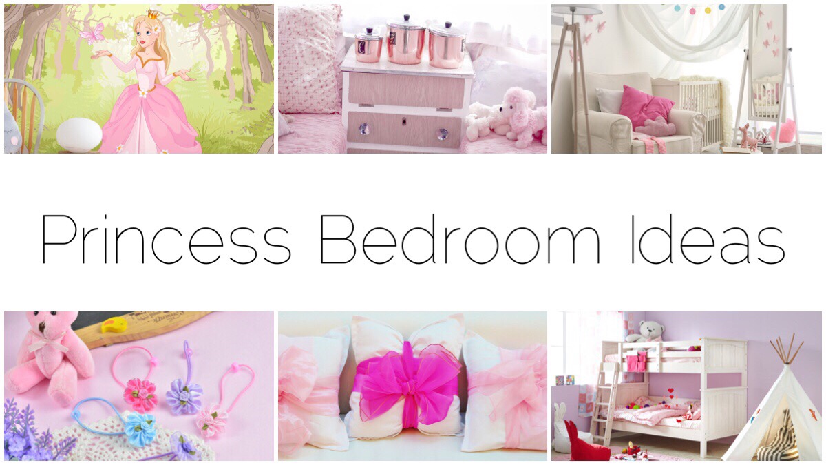 Six different pastel pink images of girl's bedroom ideas