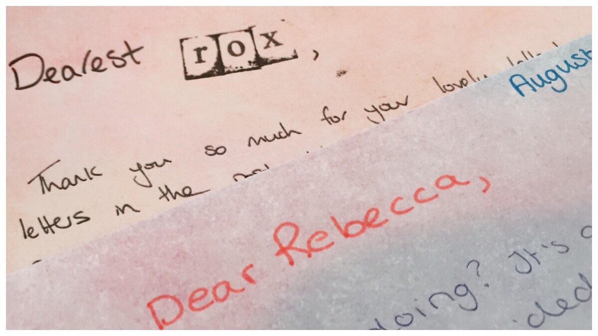 Close up photo of letter received and letter to Roxanne