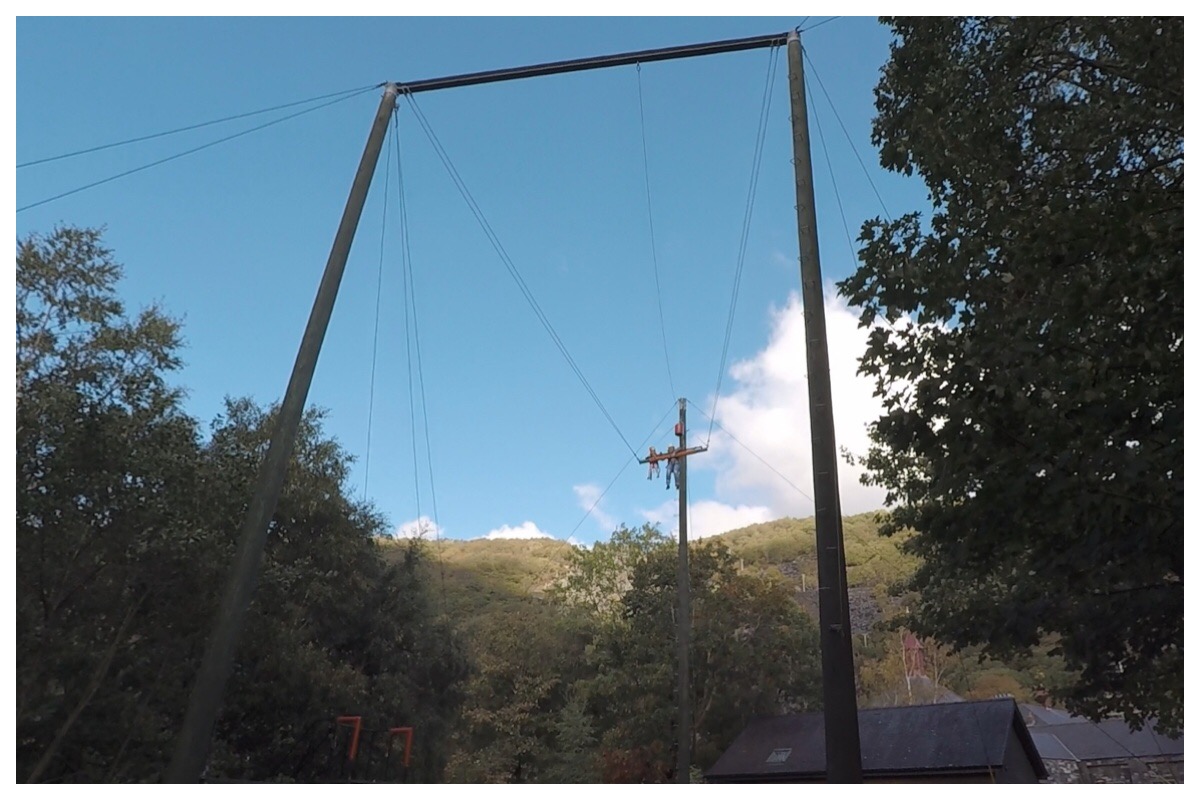 Little Miss and I on the big swing at Ropeworks Active. You can just about see our silhoutte against the bright blue sky