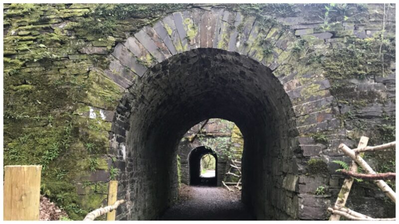 Two of the railway tunnel cuttings in the "pyramids"