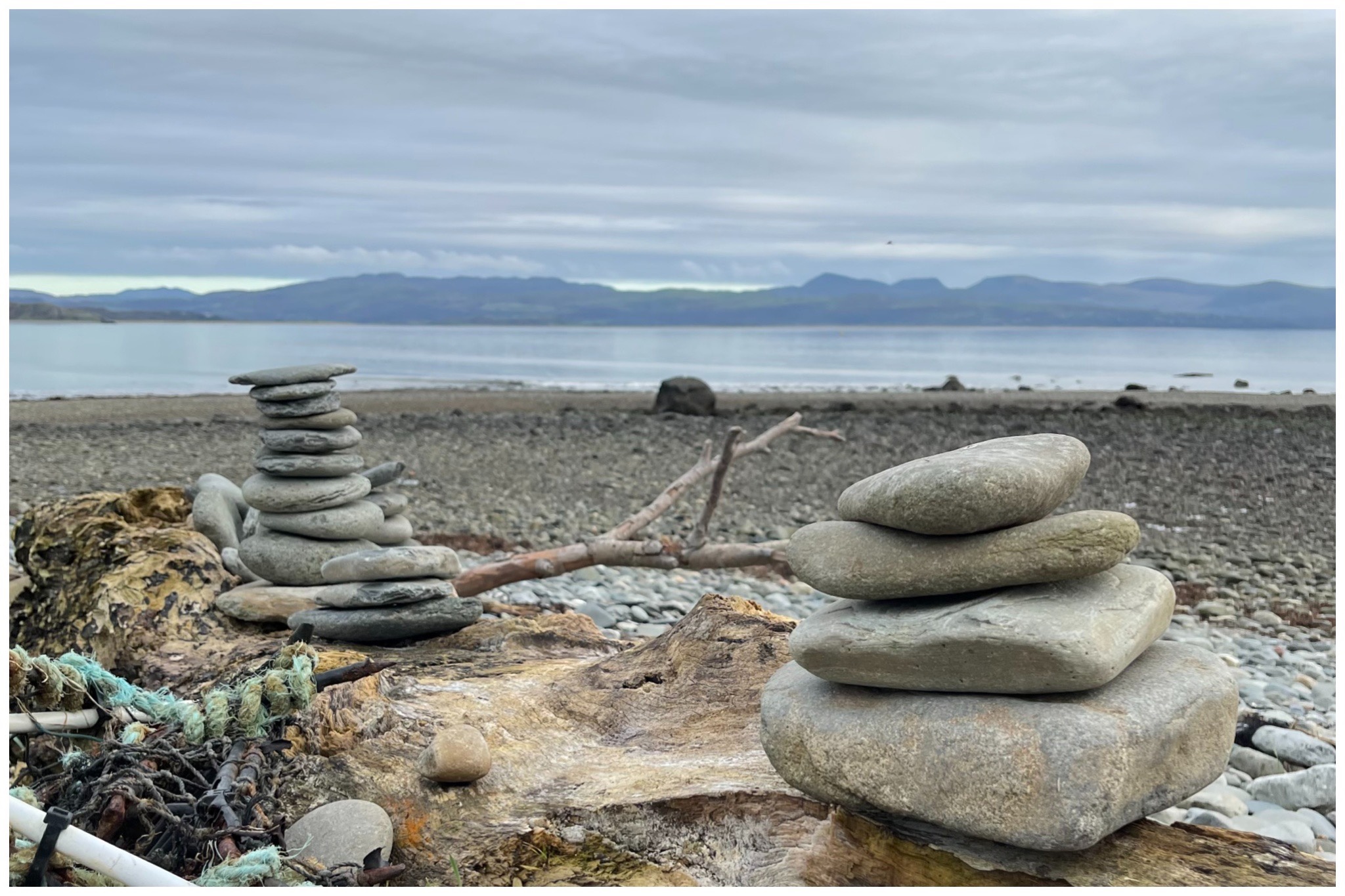Stone piles on the beach