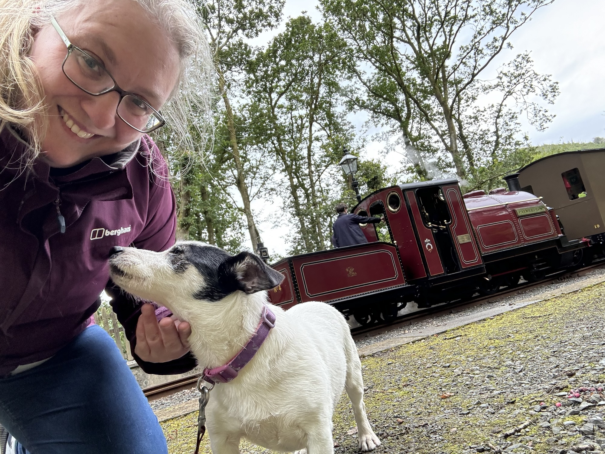 Rebecca and Megs in front of Palmerston at the Vale of Rheidol