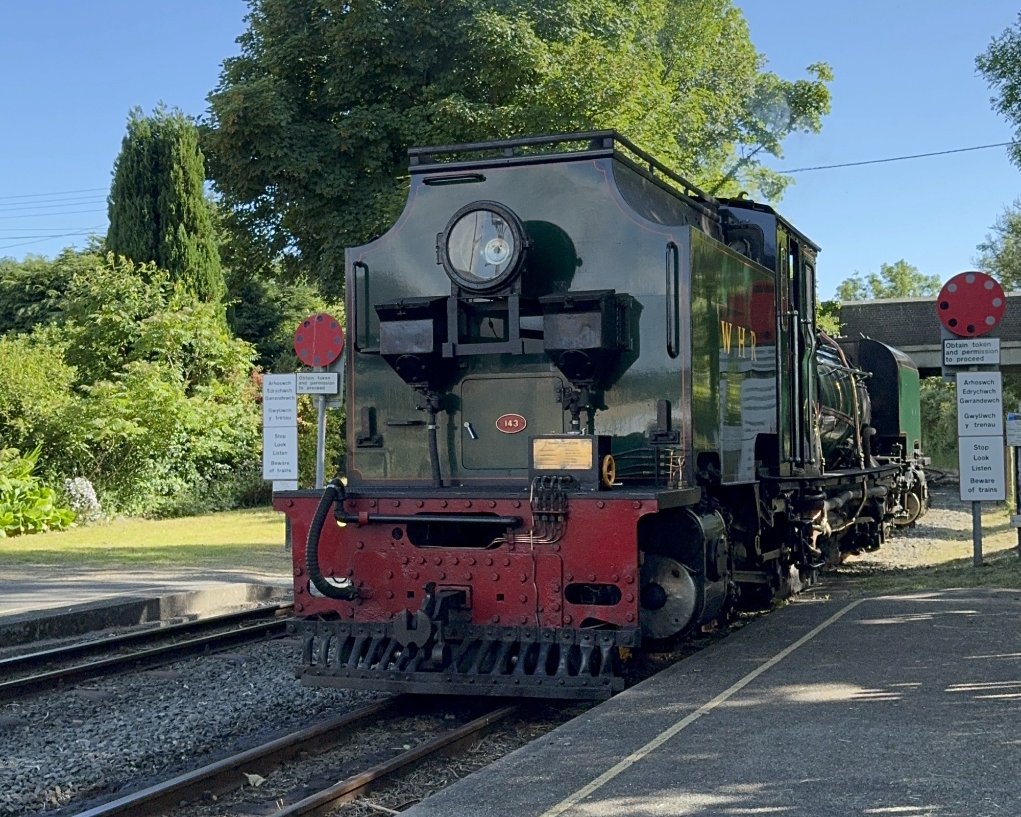 WHR engines Garratt 143 sits at Dinas Station during the Rail Ale event