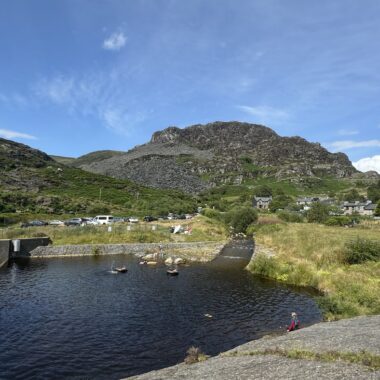 View of Dolrhedyn and Nyth Y Gigfran on a sunny day